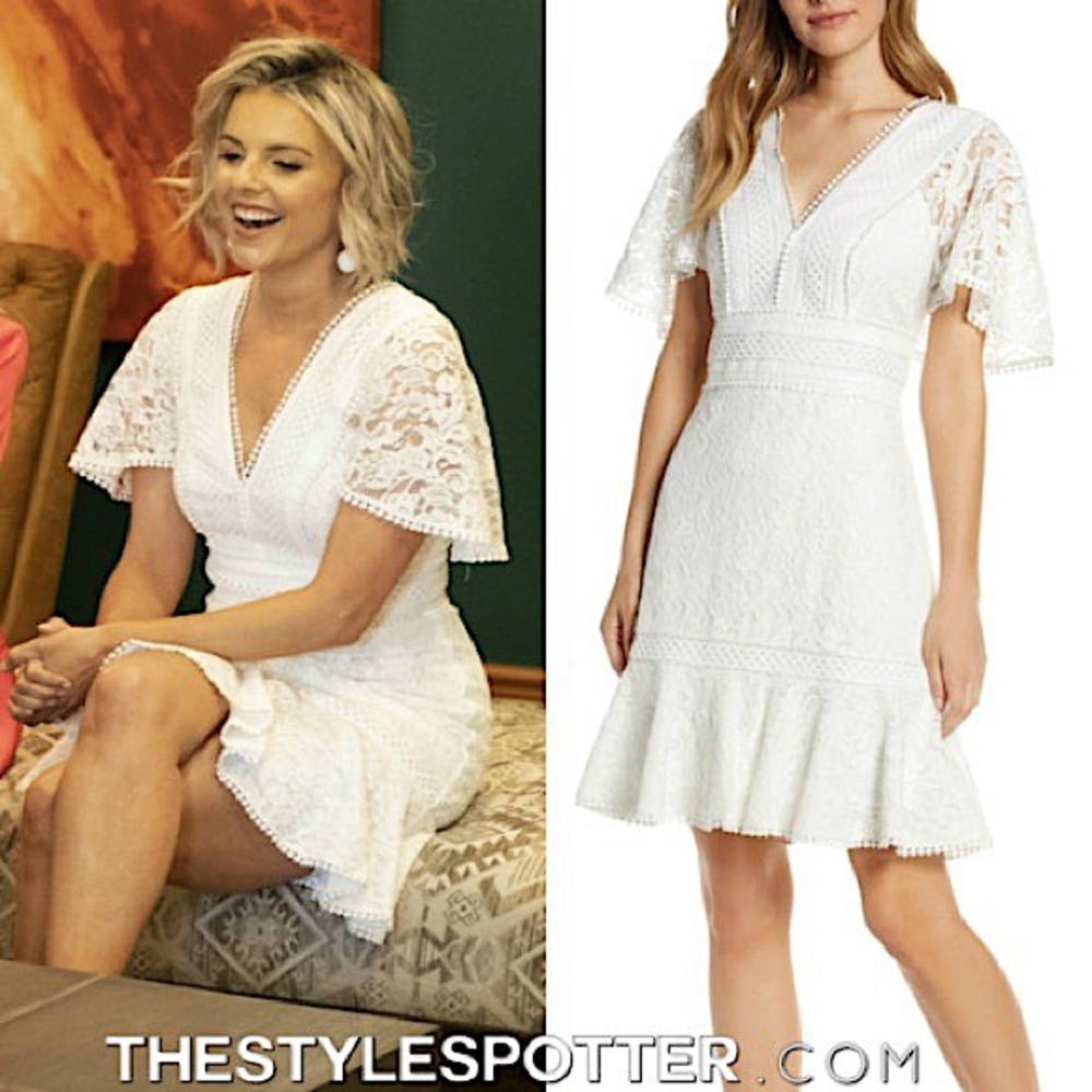 Eliza J Dress Flounce Ivory White Floral Sun Cocktail Women Short Sleeve Petite